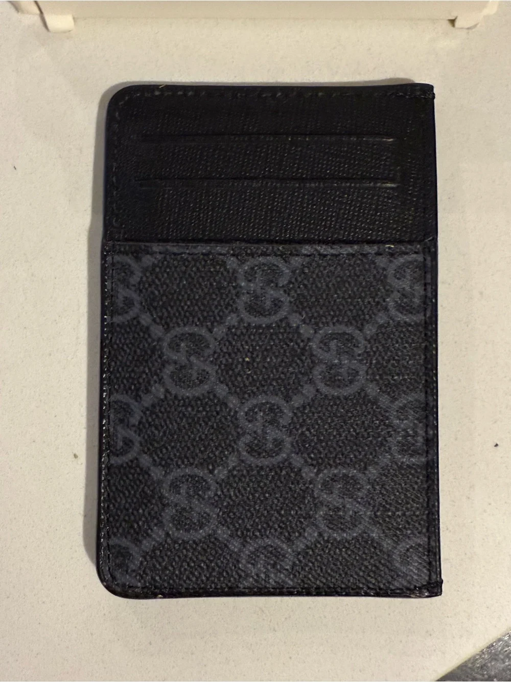 Gucci Black GG Supreme Card Case with Dark Gray Monogram